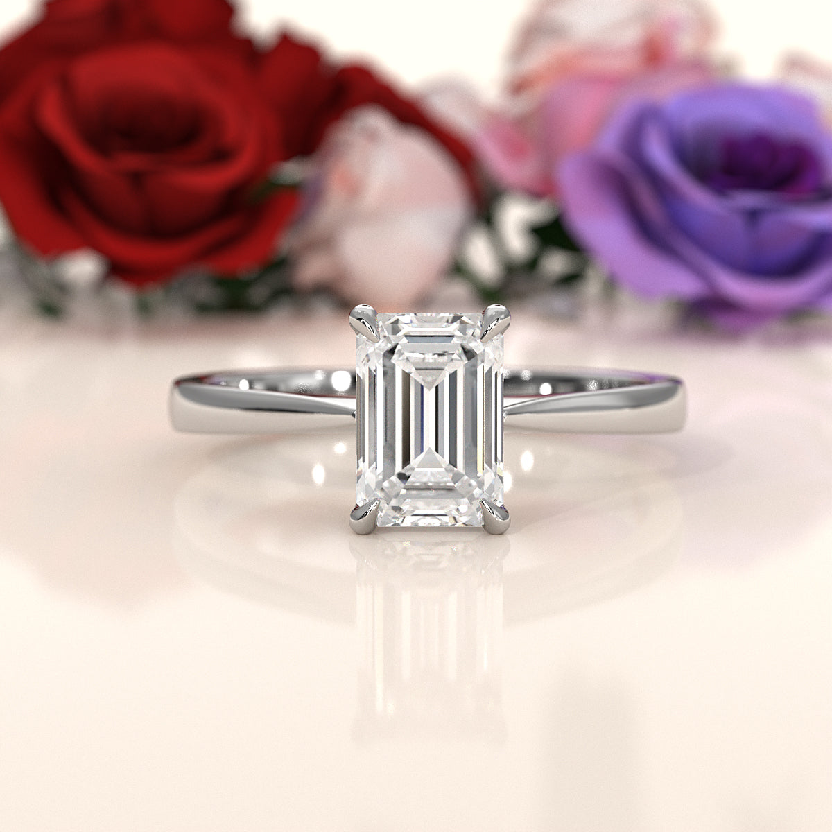 3g Lab Grown Diamond Tapper Solitaire IGI Certified Engagement Ring Setting 2mm 1.00 Ctw.